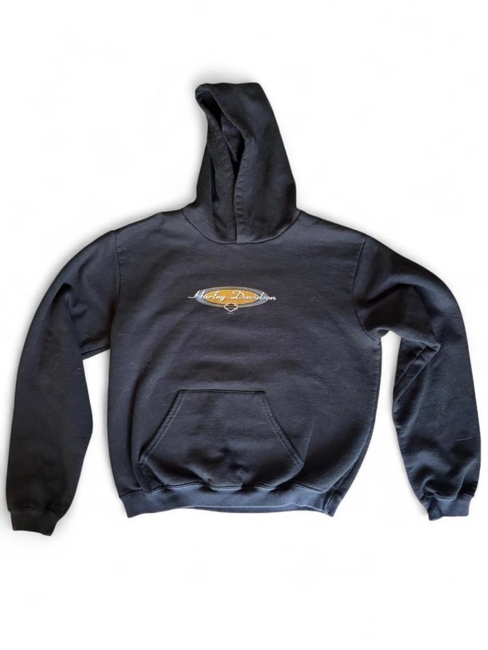 Harley-Davidson Black Hooded Sweatshirt with Gold Logo